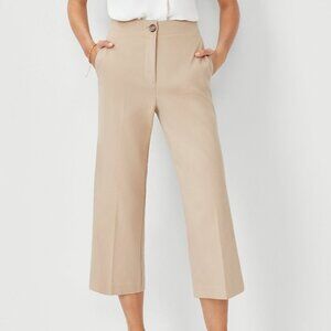 Ann Taylor 14 Curvy Kate Wide Leg High Rise Cropped Khaki Pants